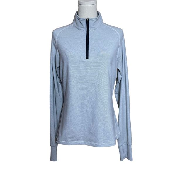 Zyia Active Quarter Zip Pullover Top Women's Size M Grey Thumbhole Stand Collar - Picture 2 of 7